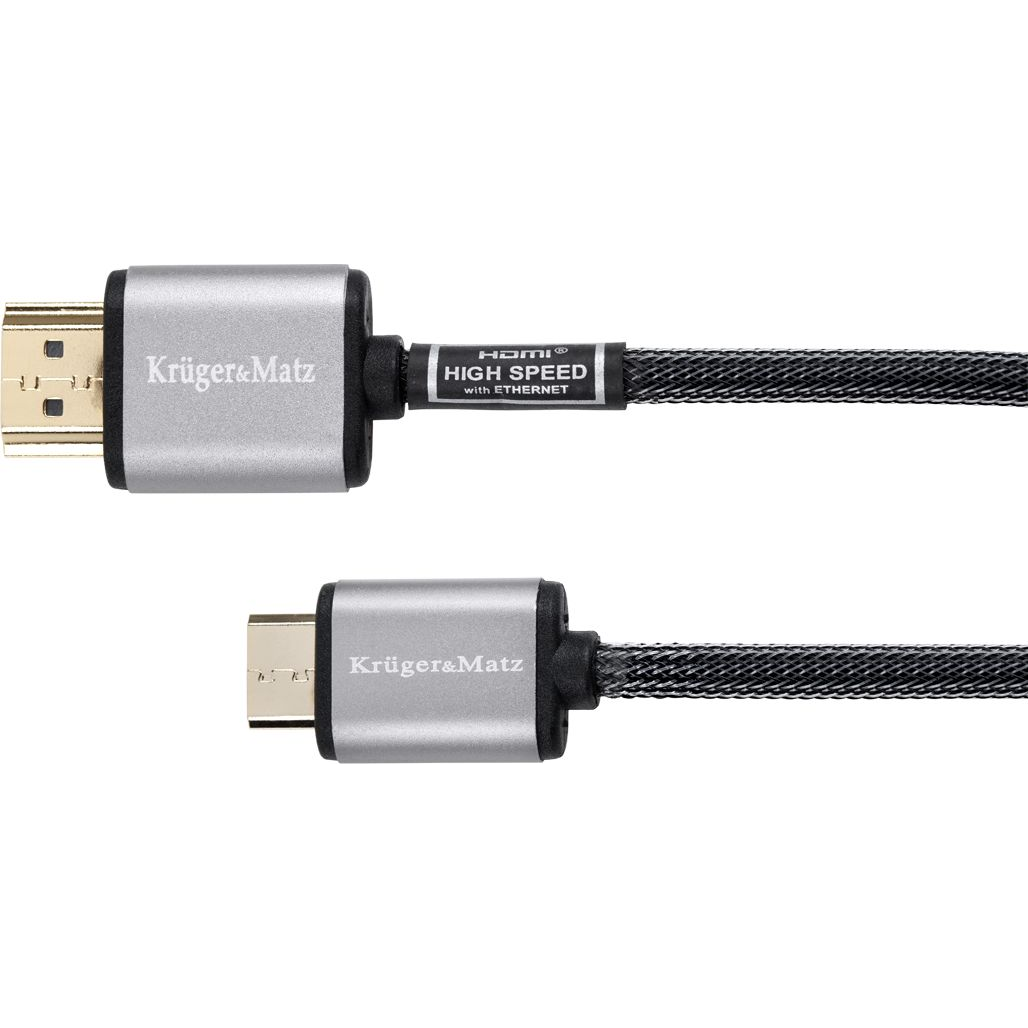 HDMI-ről Mini HDMI Dugó-Csapra A-C 1,8 m-es Kruger&Matz Kábel (KM0325)