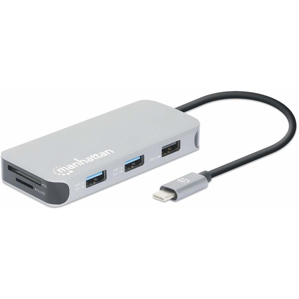 Manhattan 130615 dokkoló állomás és port replikátor Vezetékes USB 3.2 Gen 1 (3.1 Gen 1) Type-C Alumínium