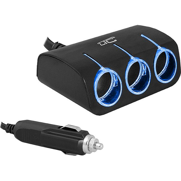  LTC LTC Adapter CAR FIRE LED 3 gniazda + kabel, 120W, czarny.