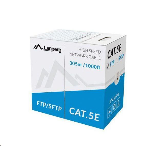 Lanberg FTP kábel, CCA, cat.5e, 305m, szürke (LCF5-10CC-0305-S) (LCF5-10CC-0305-S)