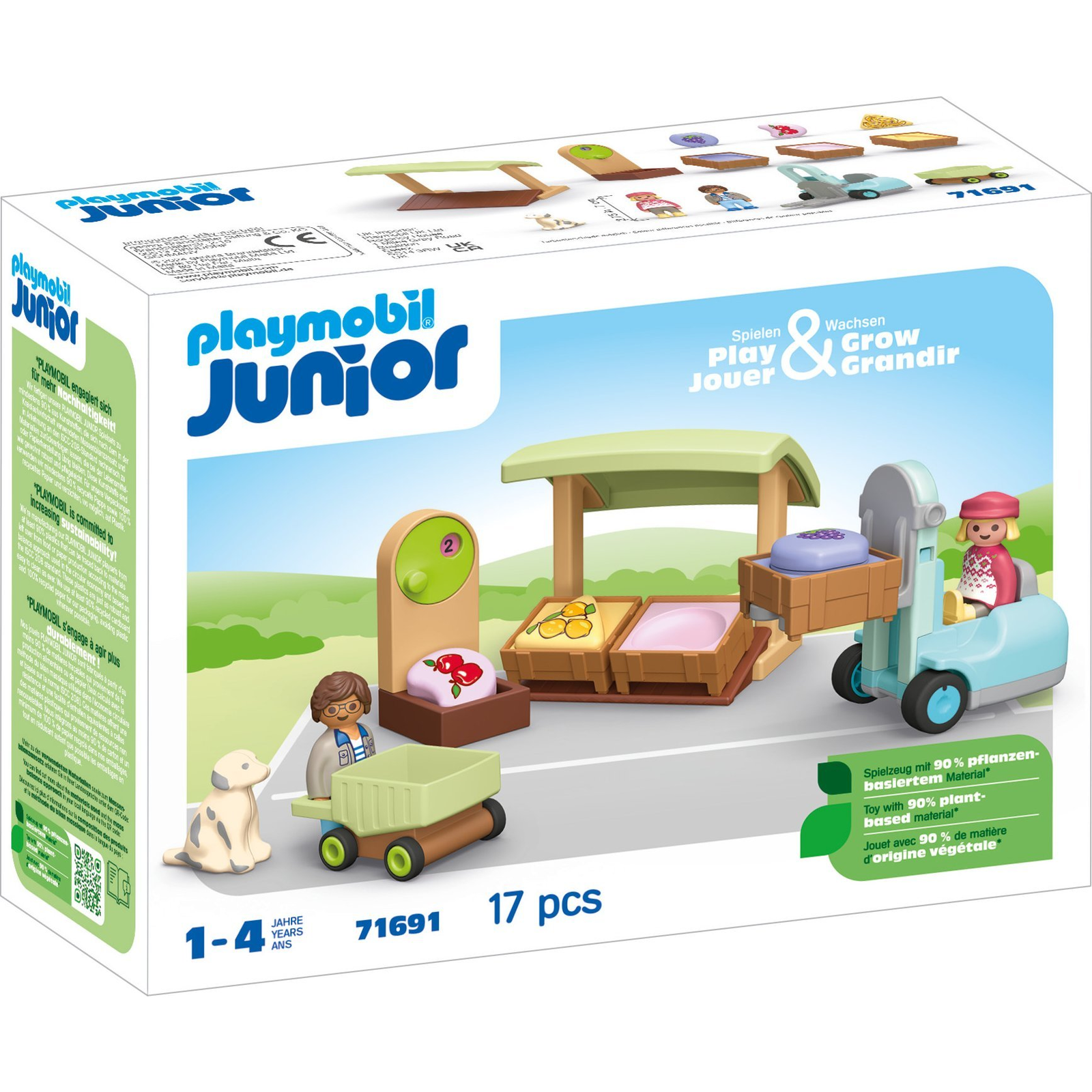 Playmobil 71691 Junior - Bio Marktstand zöldségárus és Targonca Építőjáték (GXP-932836)