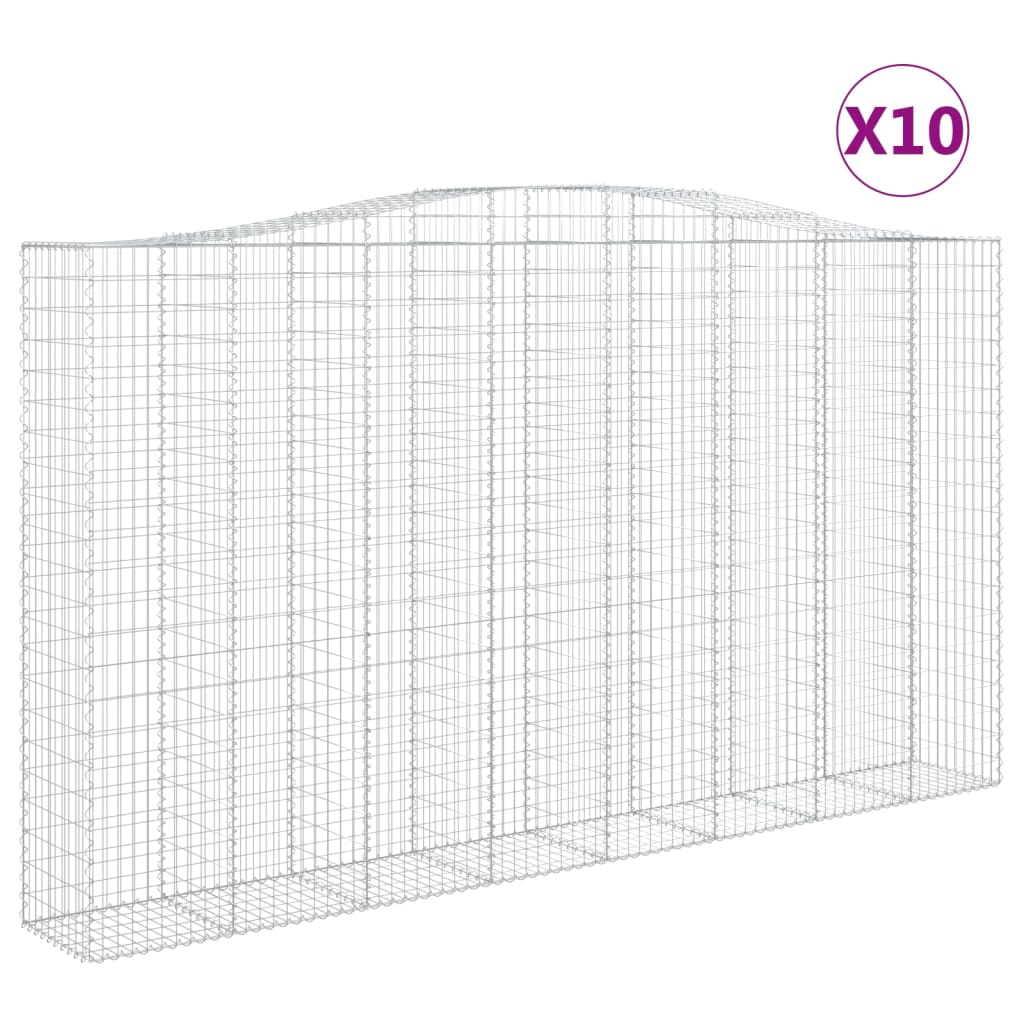 10 db íves horganyzott vas gabion kosár 400x50x220/240 cm (3146042)