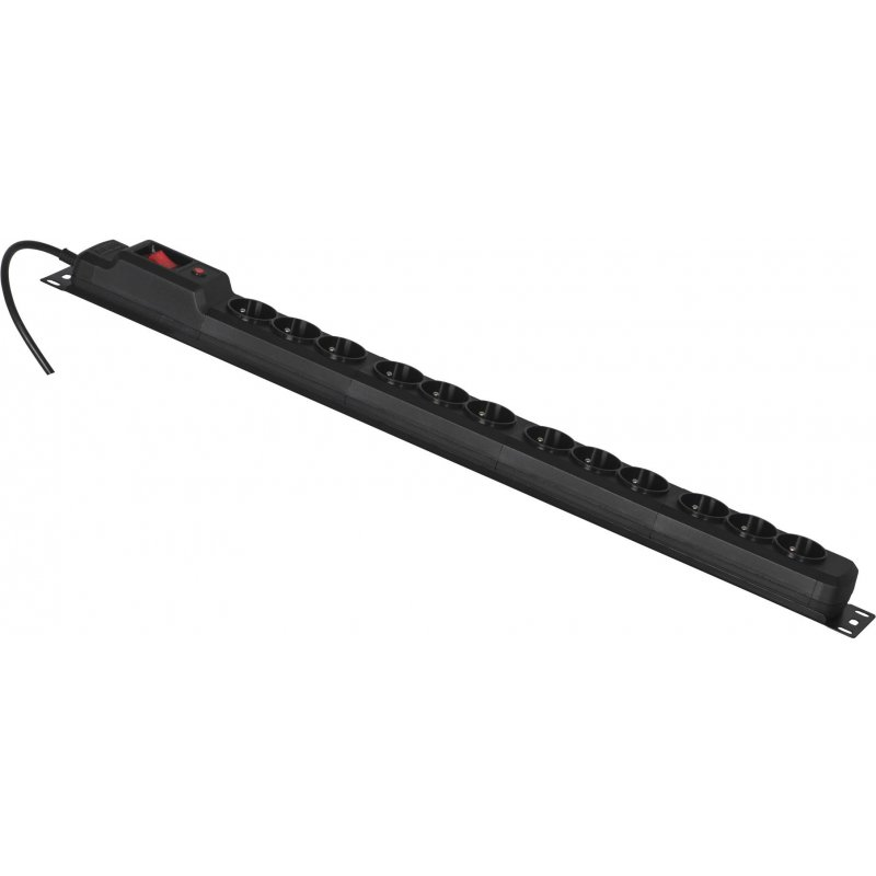 Activejet Combo 230V Elosztó 12 aljzatos 3m - Fekete (COMBO/12GN/3M/CZ)