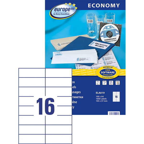 Avery Samolepící etikety 105x37 Bílé ELA019