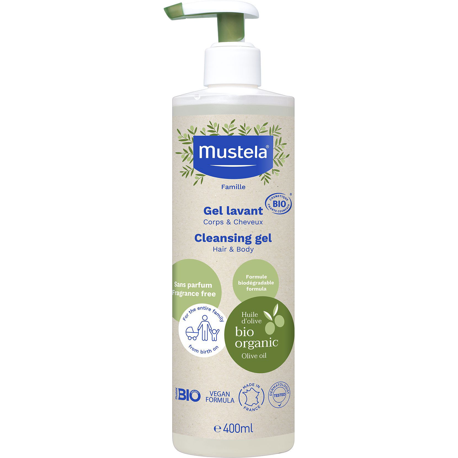 MUSTELA Testre és hajra, BIO 400 ml (3504105037956)