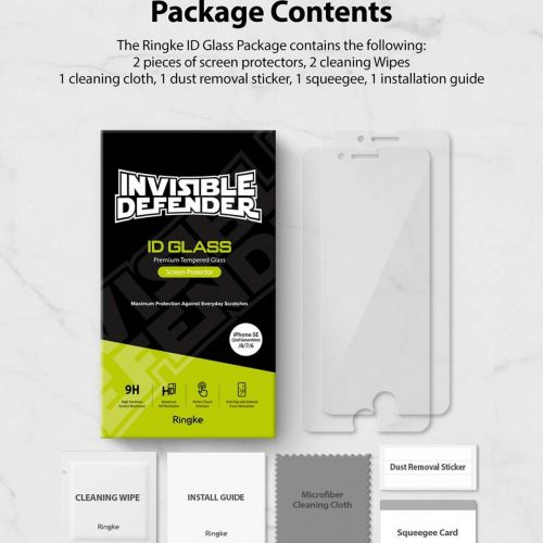 Ringke iPhone SE 2020 Screen Protector Invisible Defender ID Tempered Glass 2pack Black (G4as024)