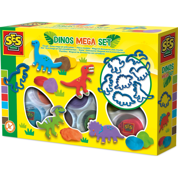 SES Creative Dough - Dinos mega set with cutters Тесто за моделиране Многоцветен