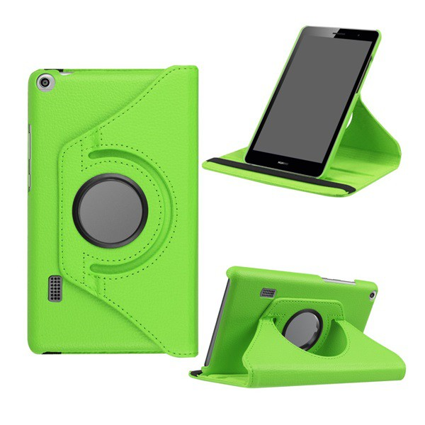Tok álló, bőr hatású (FLIP, asztali tartó funkció, 360°-ban forgatható) VILÁGOSZÖLD [Huawei Mediapad T3 7] (5996457834914)