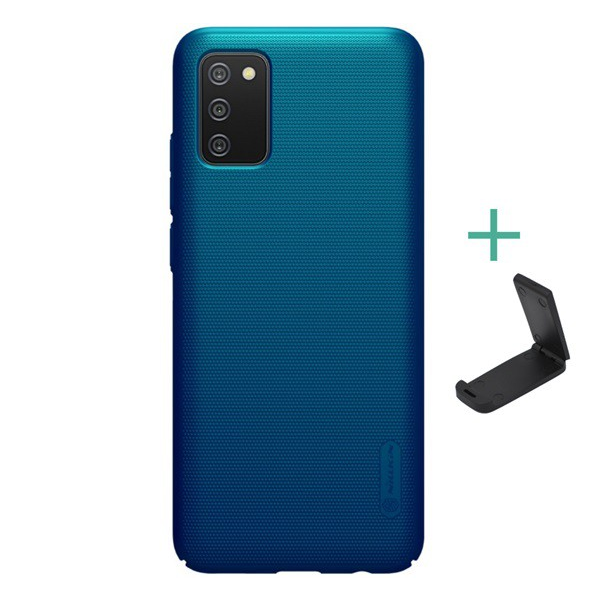 NILLKIN SUPER FROSTED műanyag telefonvédő (gumírozott, érdes felület + asztali tartó) SÖTÉTKÉK [Samsung Galaxy A02s (SM-A025F)] (5996591036403)