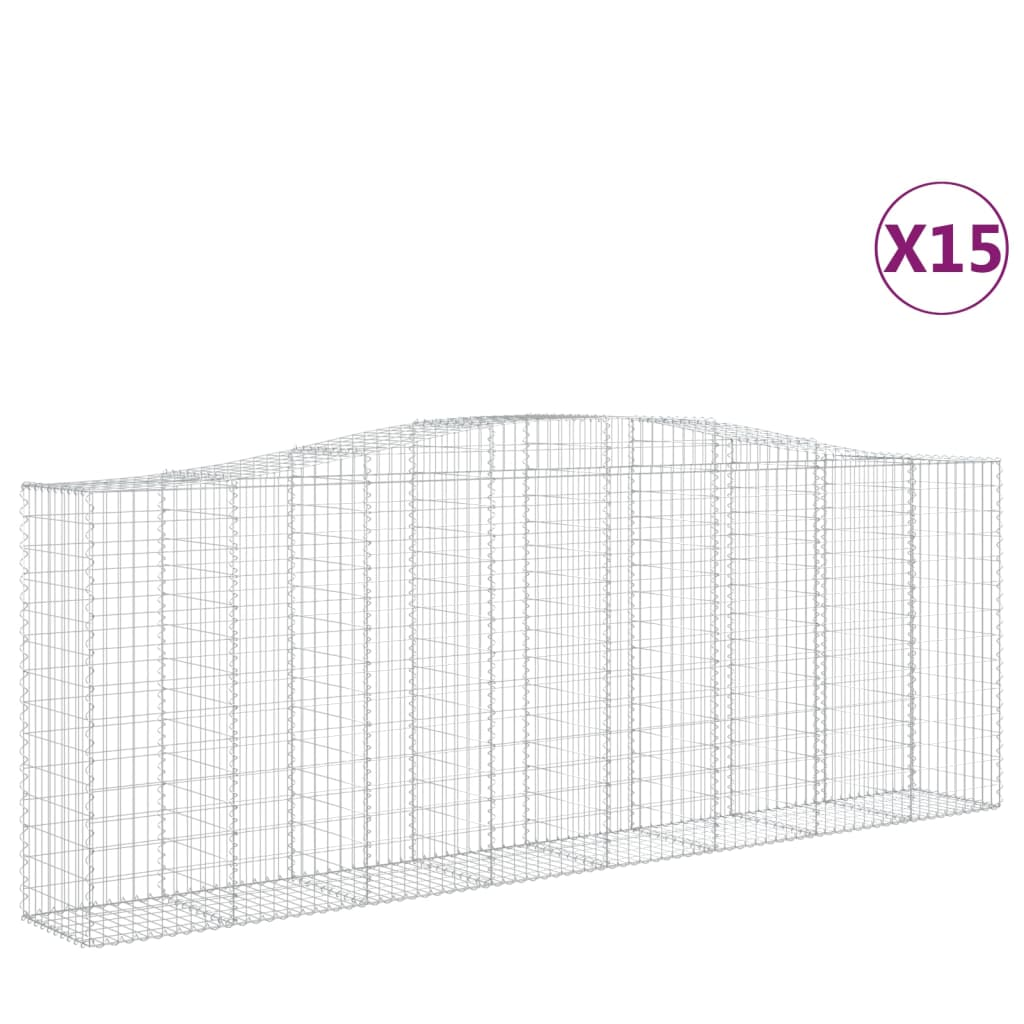 15 db íves horganyzott vas gabion kosár 400x50x140/160 cm (3145991)