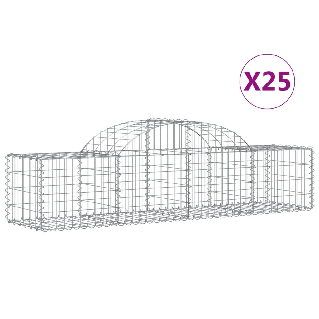 25 db íves horganyzott vas gabion kosár 200x50x40/60 cm (3146273)