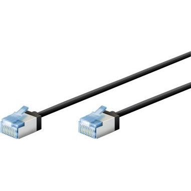  Goobay Ultra-elastyczny CAT 6A kabel krosowy, slim, U/FTP, czarny - Długość kabla 0.15 m