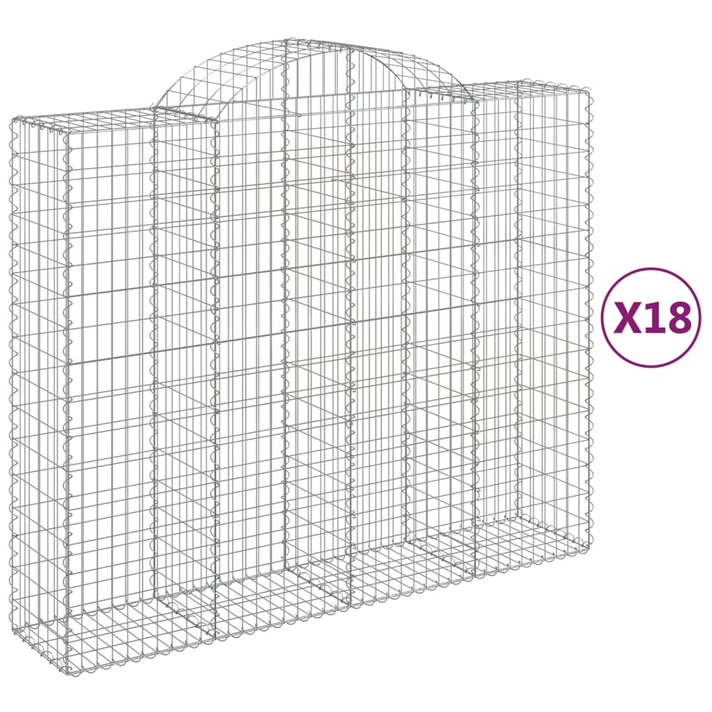 18 db íves horganyzott vas gabion kosár 200x50x160/180 cm (3146397)