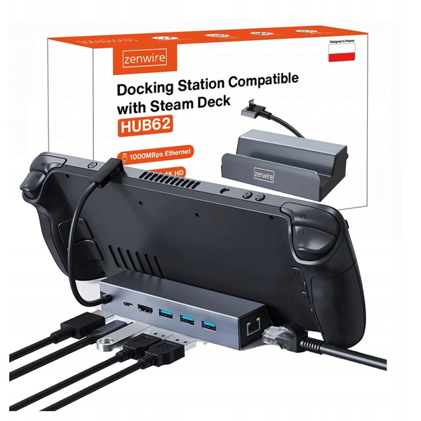 Stacja Dokująca Steam Deck DOCK ROG ALLY DEX 6w1 HUB USB-C HDMI 4K Ethernet Zenwire HUB62