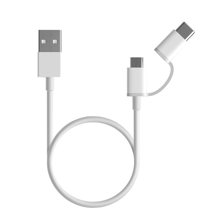 Xiaomi Mi 2-in-1 USB kábel USB A --> Micro USB -> Type C 30cm fehér (SJV4083TY / XMM2IN1USBTC30) (SJV4083TY)
