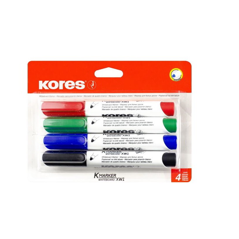 Kores Eco K-Marker 3mm Tábla- és flipchart marker készlet - Vegyes színek (4 db / csomag) (20724)