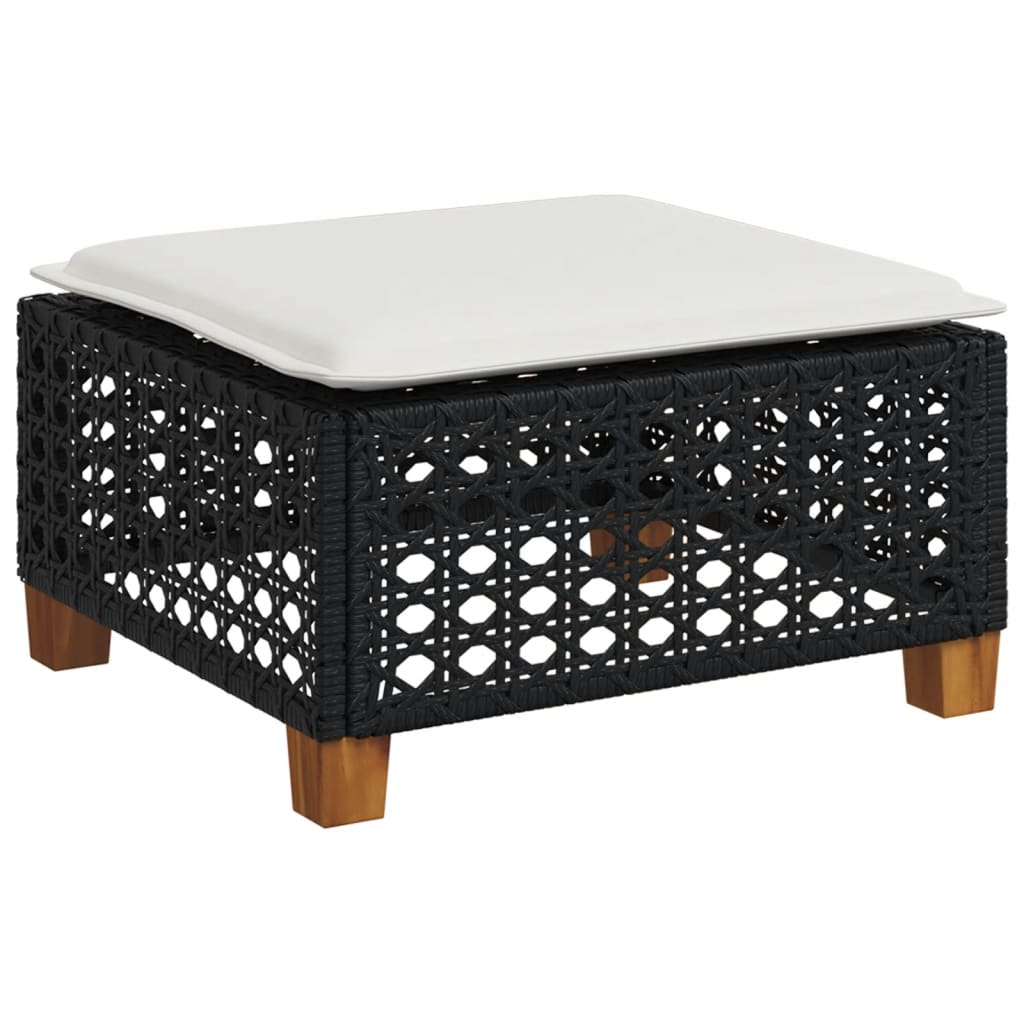 fekete polyrattan kerti szék párnával 63,5 x 56 x 32 cm (365932)