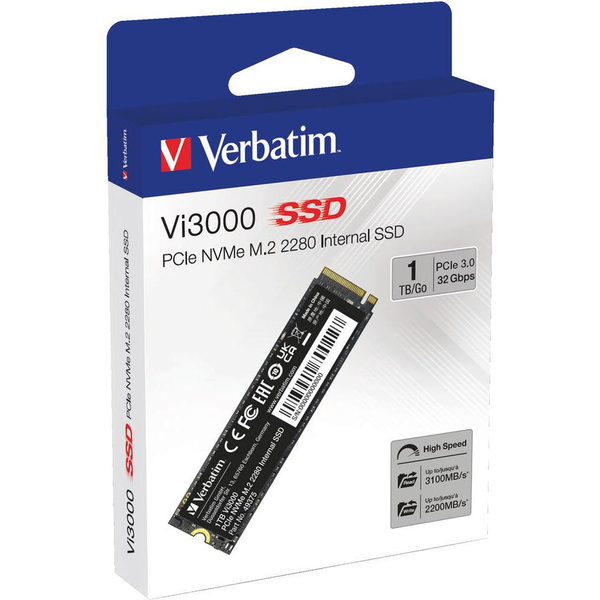Памет Solid State Drive (SSD) Verbatim Vi3000, 1TB, PCIe Gen.3 NVMe, M.2