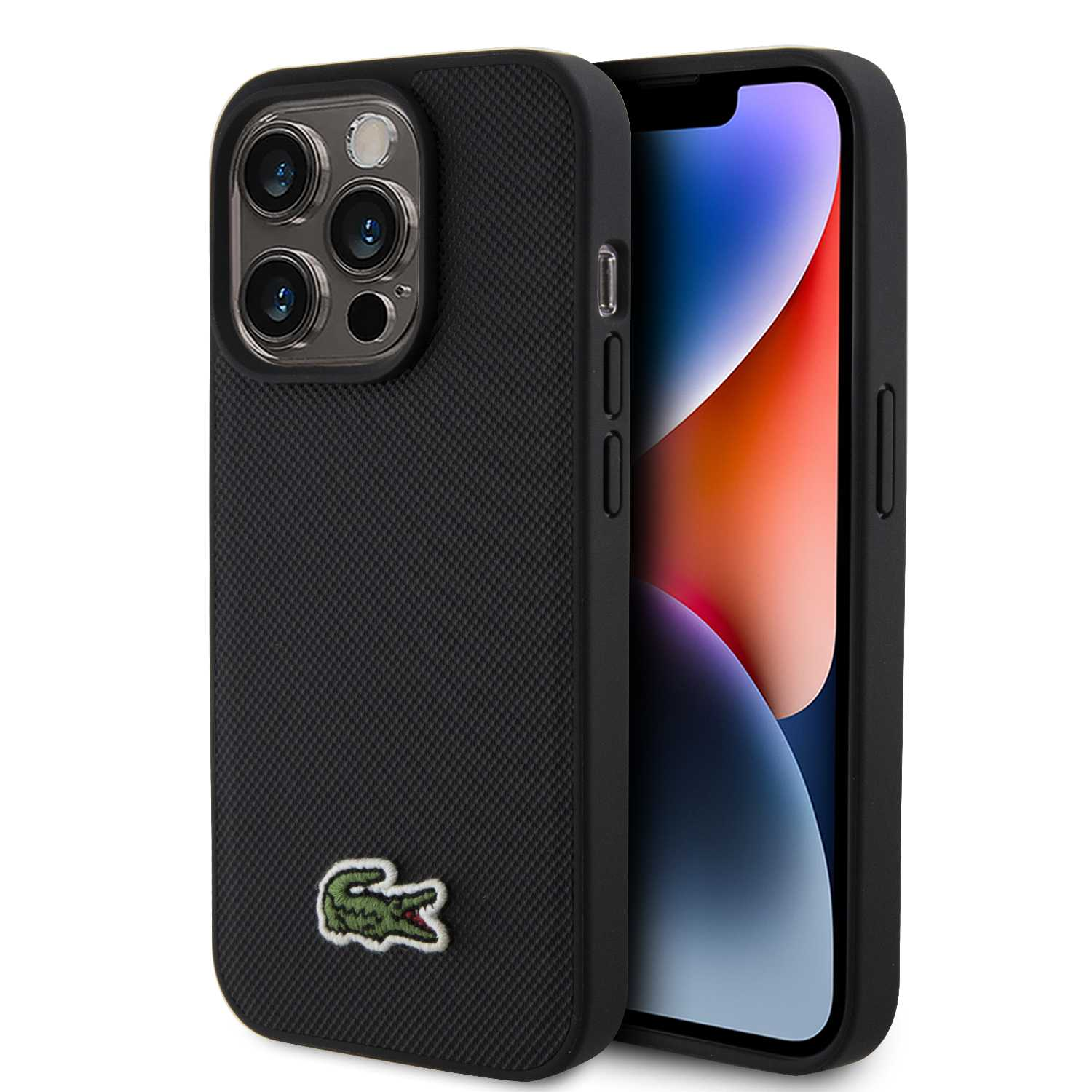 Lacoste Iconic Petit Pique iPhone 15 Pro Tok - Fekete/Mintás (LCHMP15LPVCK)