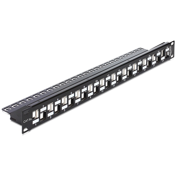 DELOCK Patchpanel 1HE 24 Keystone Ports abgestuft mit Sch