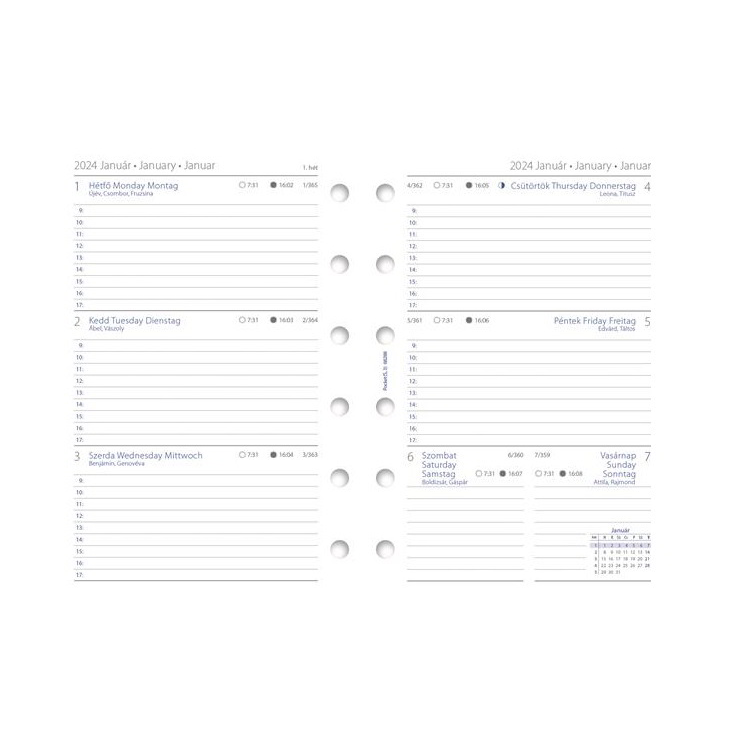 Filofax Kalendárium betét 2024 (68 lap) (FX-24-68288-FH)