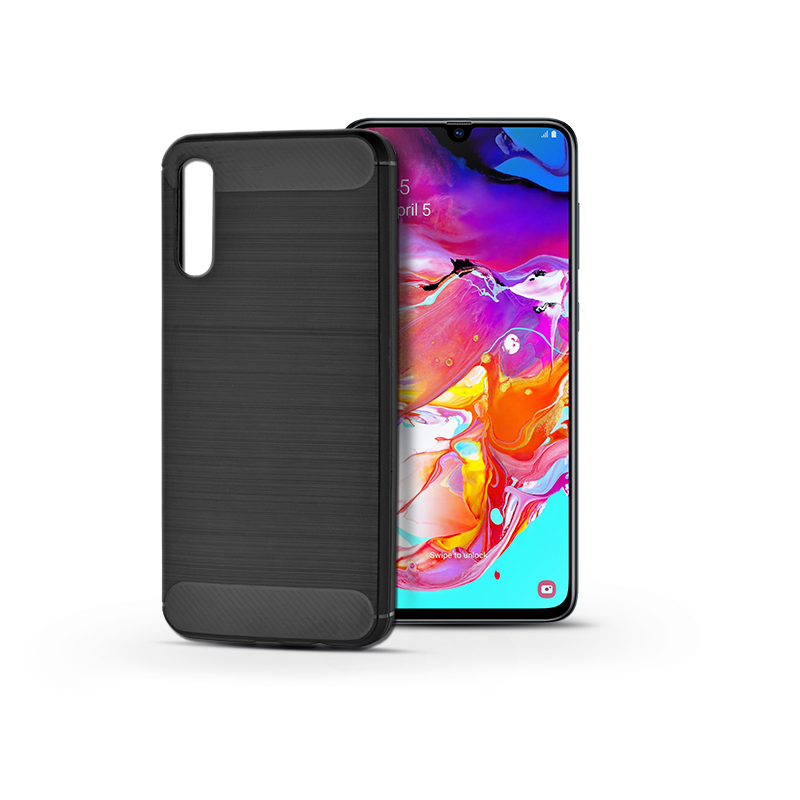Haffner Carbon Samsung Galaxy A70 Szilikon Hátlap - Fekete (PT-5113)