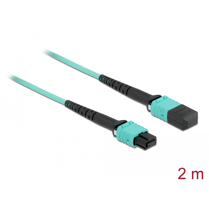 Delock Optikai szálkábel MPO anya - MPO anya12 szál, poláris B, multi módú OM4, 50/125 m, 2 m hossz (86957) (86957)