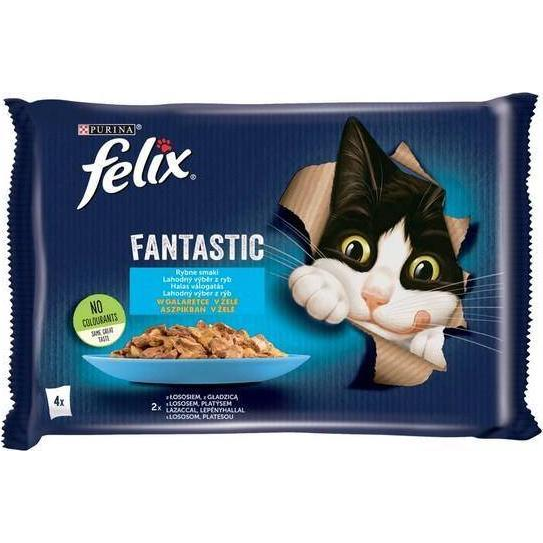 Állateledel alutasakos FELIX Fantastic macskáknak lazac-lepényhal aszpikban 4x85 g (12448237)