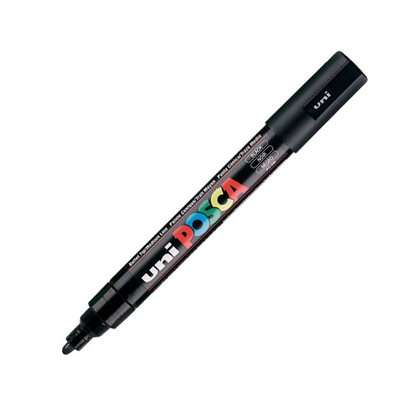Dekoračný značkovač, permanentný čierny Uni Posca 1 ks (PC-5M BLACK)
