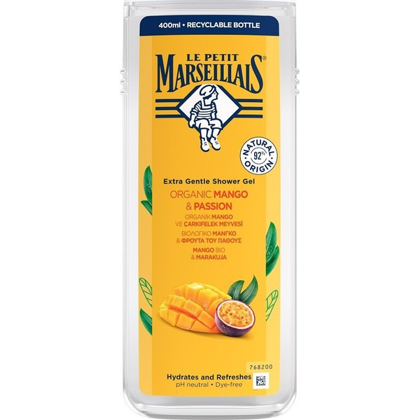 LE PETIT MARSEILLAIS BIO Tusfürdő Mangó és Maracuja, 400 ml