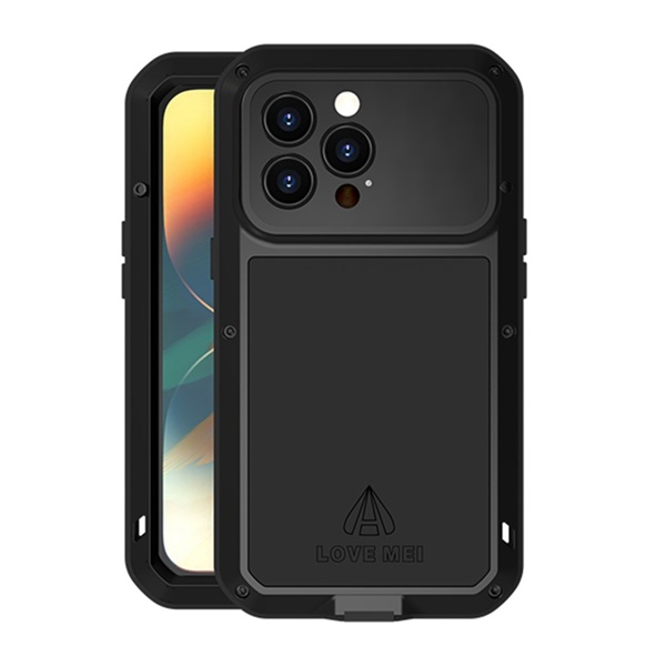 Love Mei Powerful defender Apple iPhone 14 Pro Ütésálló tok+kijelzővédő - Fekete (GP-138123)