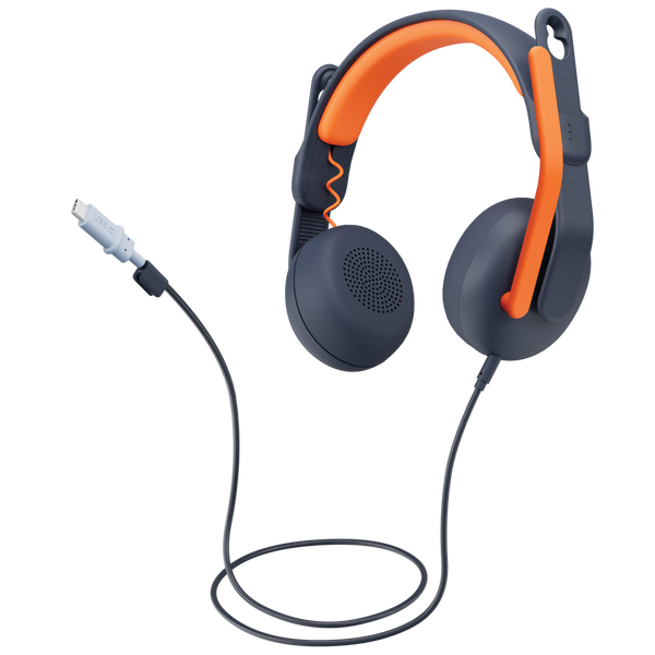 Logitech Zone Learn Headset Ledningsført Uddannelse USB Type-C Blå, Orange