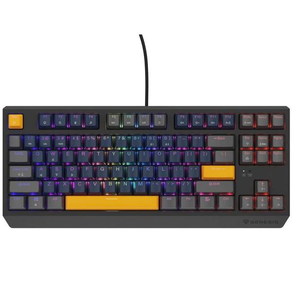 GENESIS THOR 230 TKL toetsenbord Gamen USB + RF Wireless + Bluetooth QWERTY Zwart, Blauw, Grijs, Oranje