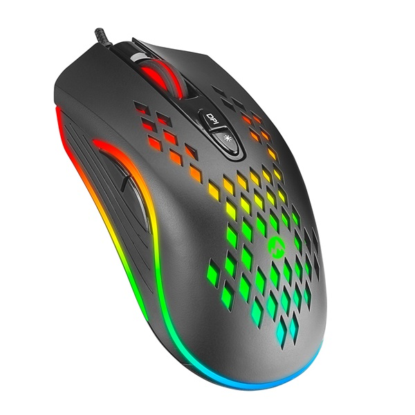 Everest Gamer Egér - SM-G07 METAFOR (6400 DPI, 7gomb, 1,5m harisnyázott kábel,optikai, fekete, RGB LED)