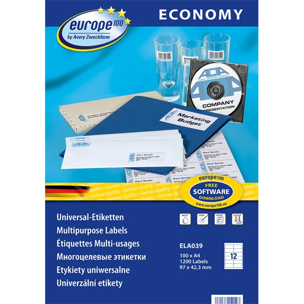 Avery Europe100 ELA039 97x42,3mm 1200db-os etikett (ELA039)