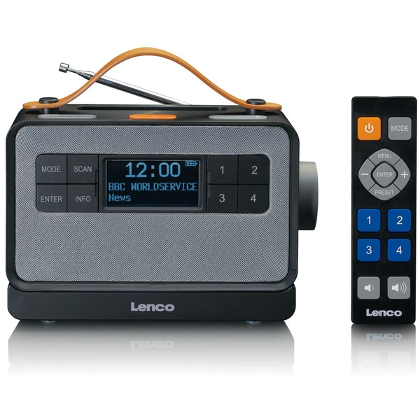 Радио с часовник и дистанционно, Lenco DAB+ PDR-065BK, Черен/Сив/Кафяв
