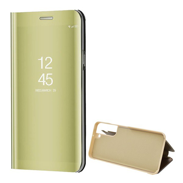 Tok álló (aktív FLIP, oldalra nyíló, asztali tartó funkció, tükrös felület, Mirror View Case) ARANY [Samsung Galaxy S22 Plus 5G (SM-S906)] (5996591126265)