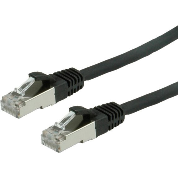 Value 21.99.1225 RJ45 Hálózati kábel, patchkábel CAT 6 S/FTP 0.50 m Fekete Kettős árnyékolás, Halogénmentes, Lángálló 1 db (21.99.1225)