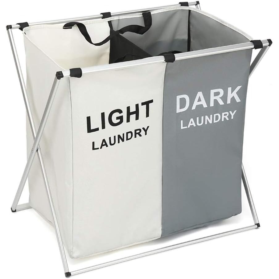 Iris 2465 2 rekeszes összecsukható Szennyestartó 90l - Fehér/Szürke (CT-32)