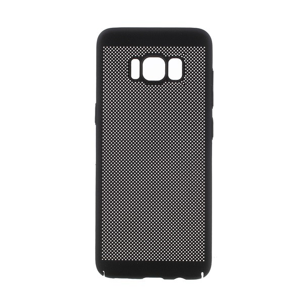 Műanyag telefonvédő (gumírozott, lyukacsos minta) FEKETE [Samsung Galaxy S8 (SM-G950)] (5996457697991)