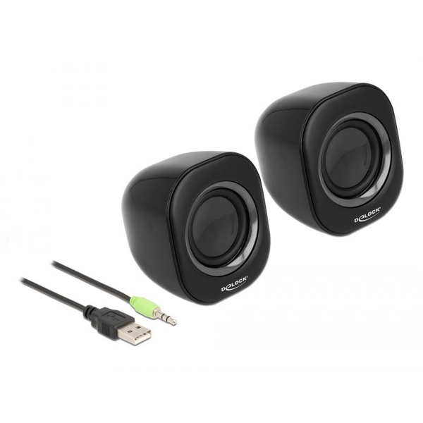 DELOCK Mini Stereo PC Lautsprecher 3,5mm Klinkenstecker USB