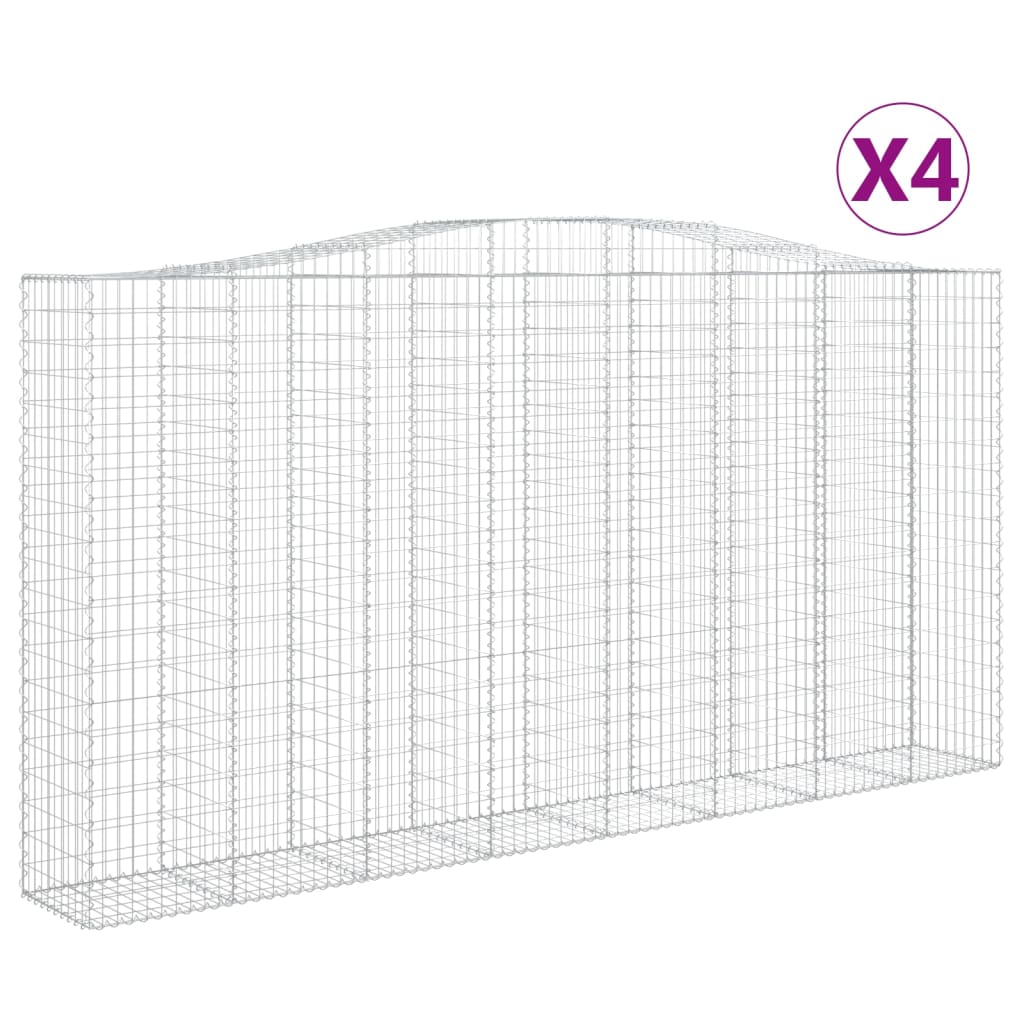 4 db íves horganyzott vas gabion kosár 400x50x200/220 cm (3146023)