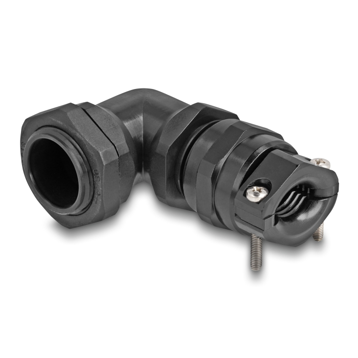 Delock Kábel tömszelence PG16 90 hajlított feszültség mentesítős és hajlítás védelemmel ellátott fekete (60597) (60597)