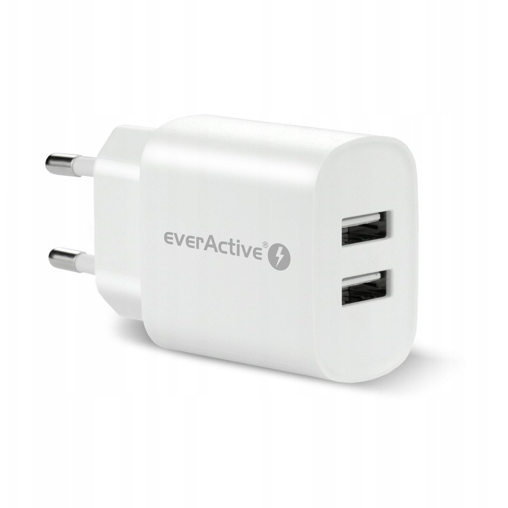 EverActive SC220 2x USB-A Hálózati Töltő Adapter 12W - Fehér (SC-220)