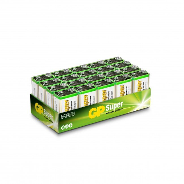 GP Batteries Super Alkaline 1604A/6LF22, Single-use battery, 9V, Alkaline, 9 V, 20 pc(s), Multicolour