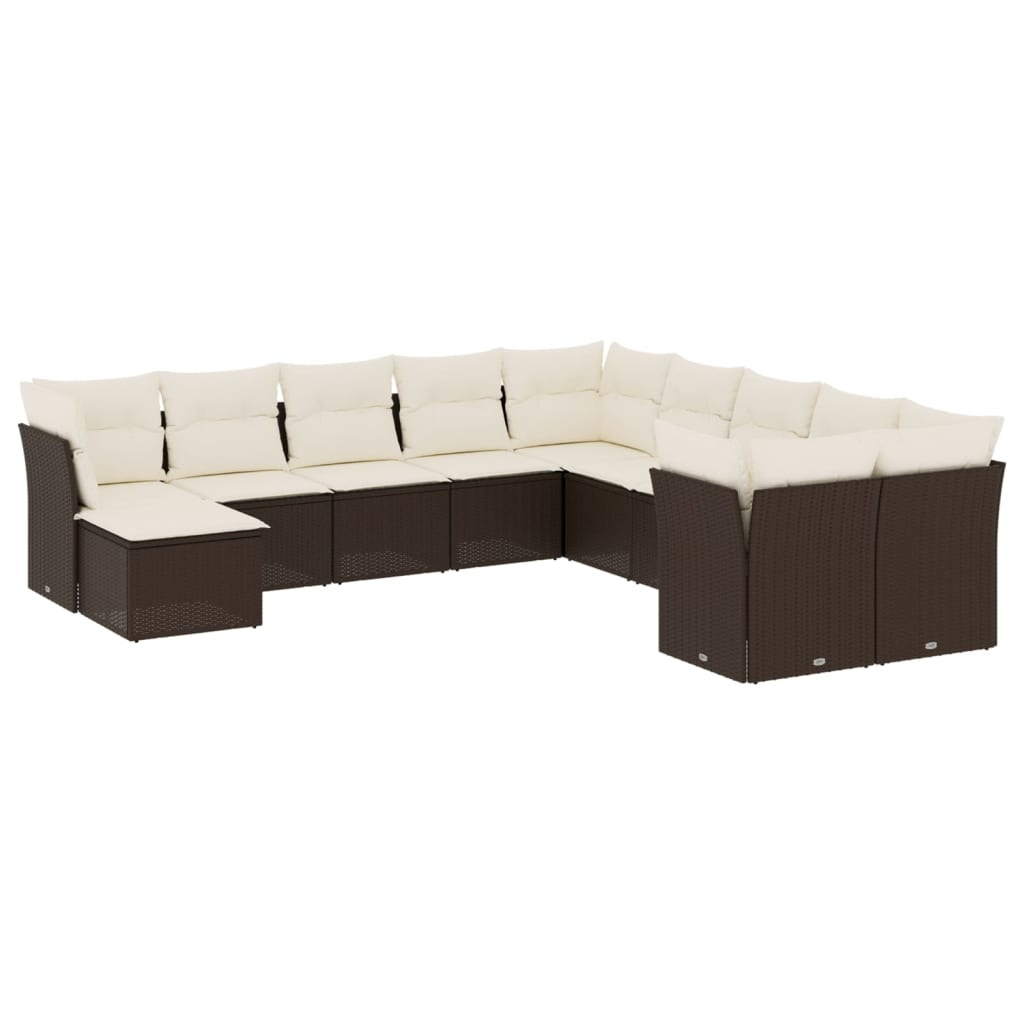 11 részes barna polyrattan kerti ülőgarnitúra párnákkal (3218613)