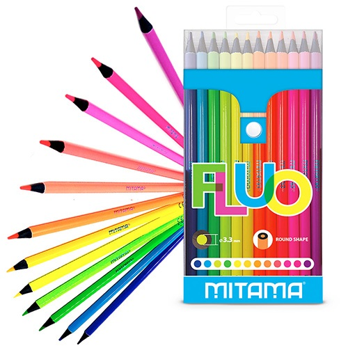 Mitama Színes ceruza  Fluo 12 db-os klt. kerek, újrahasznosított (62826)