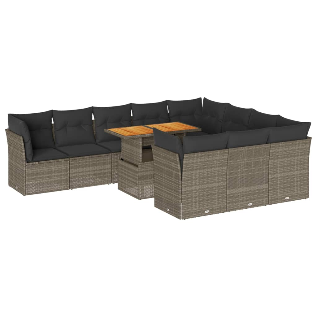 11 részes szürke polyrattan kerti ülőgarnitúra párnákkal (3326979)