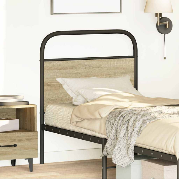 Cabecero De Acero Y Madera De Ingeniería Roble Sonoma 80 Cm Vidaxl