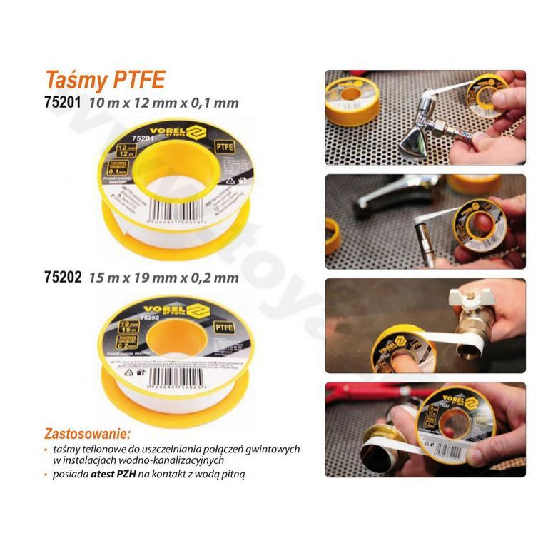 VOREL teflonszalag 12 x 0,1mm 12m 12m (75201)